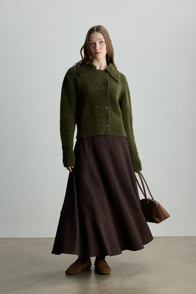 BE BLUE - KAHVERENGİ KORSAJ DETAYLI ETEK