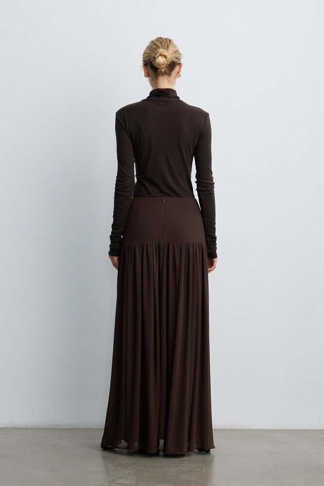 BE BLUE - KAHVERENGİ KORSAJLI UZUN ETEK