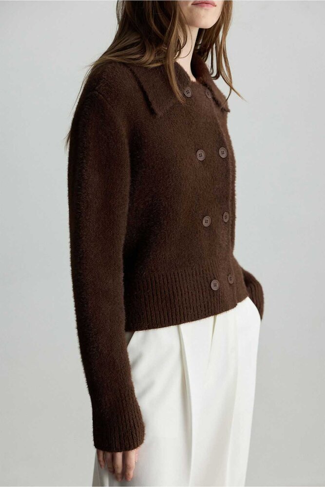 BE BLUE - KAHVERENGİ KRUVAZE KISA HIRKA