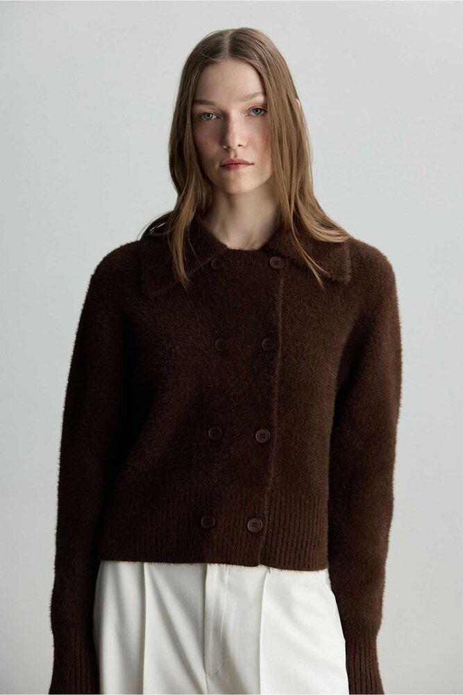 BE BLUE - KAHVERENGİ KRUVAZE KISA HIRKA