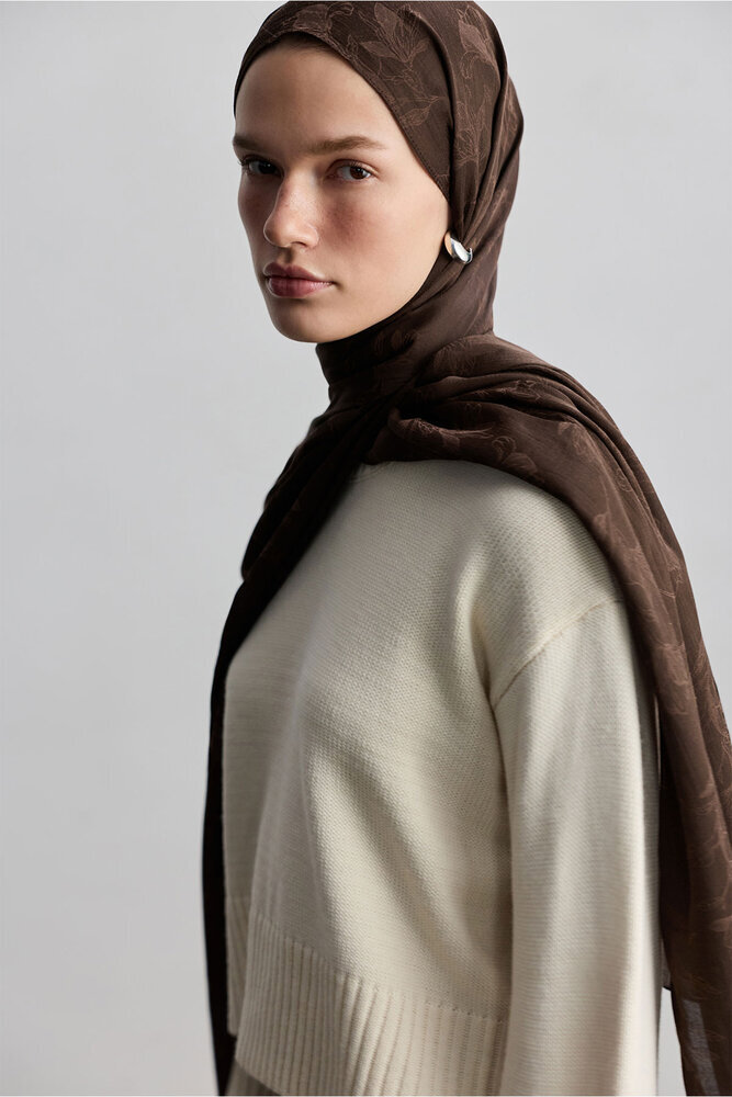 BE BLUE - KAHVERENGİ MAGNOLIA MAT JAKARLI ŞAL