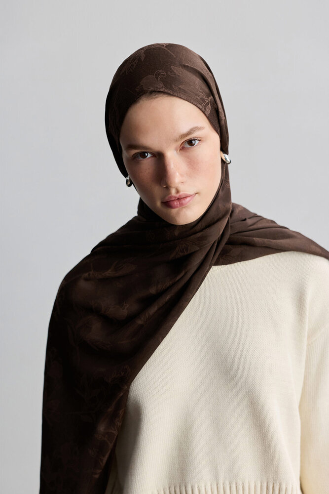 BE BLUE - KAHVERENGİ MAGNOLIA MAT JAKARLI ŞAL