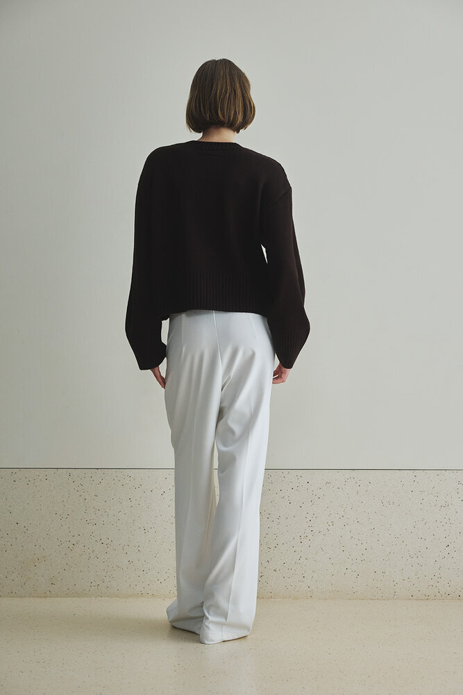 BE BLUE - KAHVERENGİ MİNİMAL KISA KAZAK