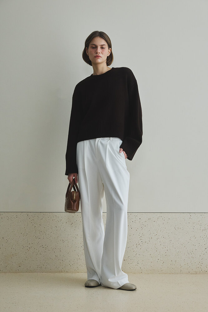 BE BLUE - KAHVERENGİ MİNİMAL KISA KAZAK