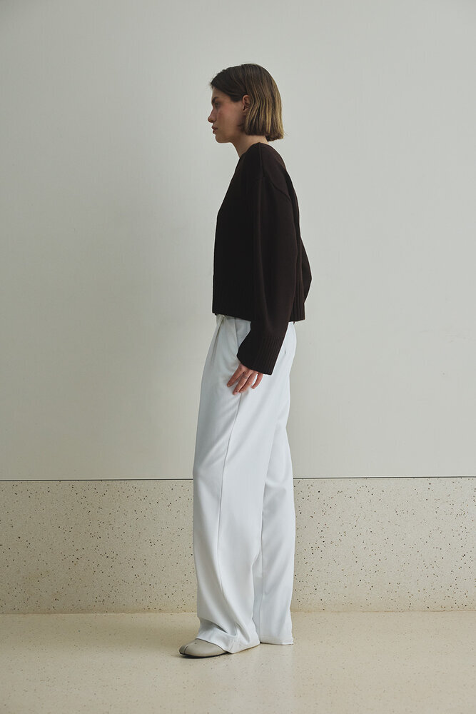 BE BLUE - KAHVERENGİ MİNİMAL KISA KAZAK