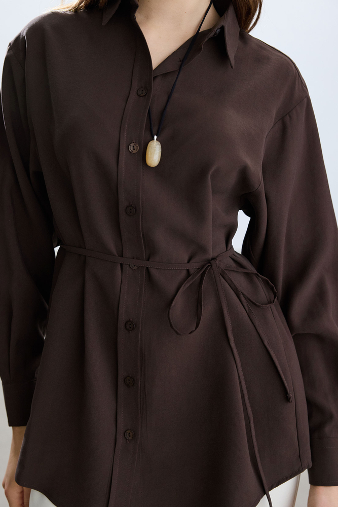 BE BLUE - KAHVERENGİ MODAL VINTAGE GÖMLEK