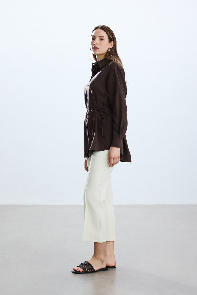 BE BLUE - KAHVERENGİ MODAL VINTAGE GÖMLEK