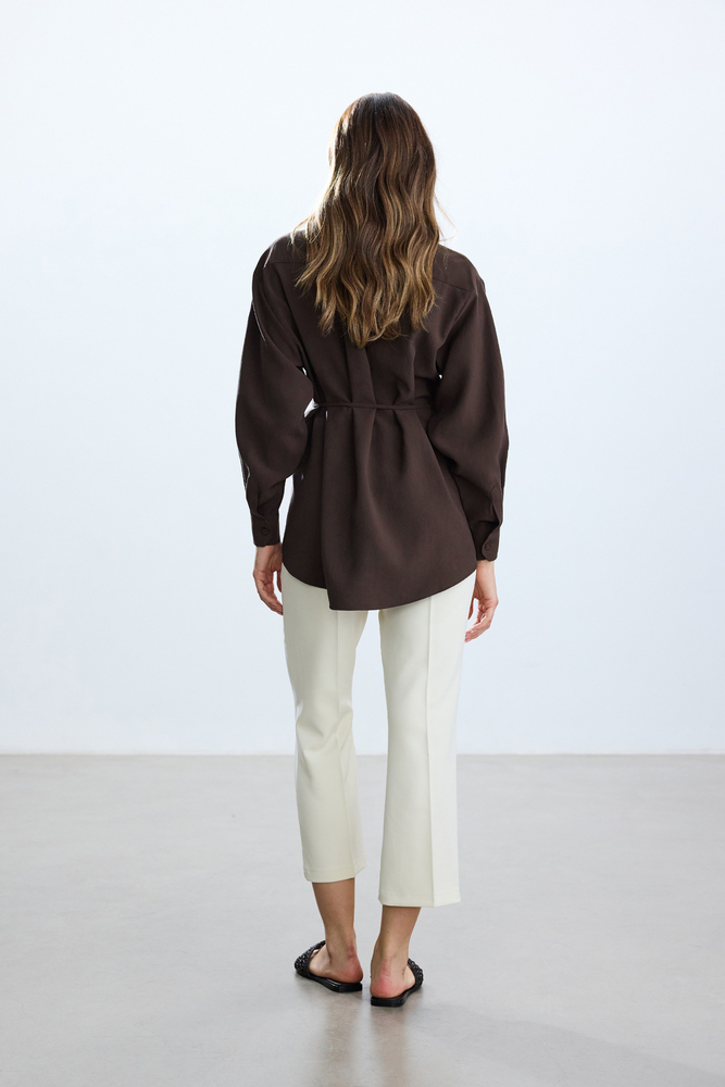 BE BLUE - KAHVERENGİ MODAL VINTAGE GÖMLEK