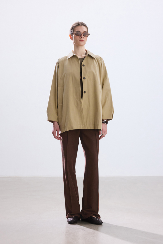 BE BLUE - KAHVERENGİ NERVÜRLÜ VİSKON KETEN PANTOLON