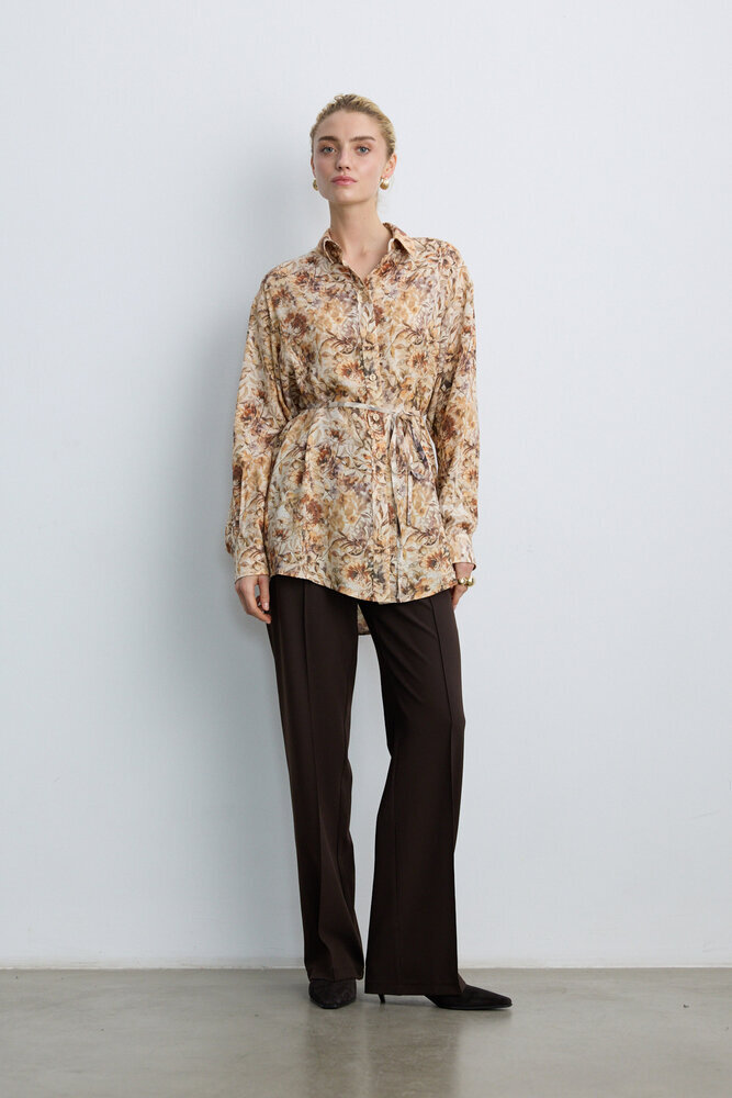 BE BLUE - KAHVERENGİ NERVÜRLÜ PALAZZO PANTOLON (1)