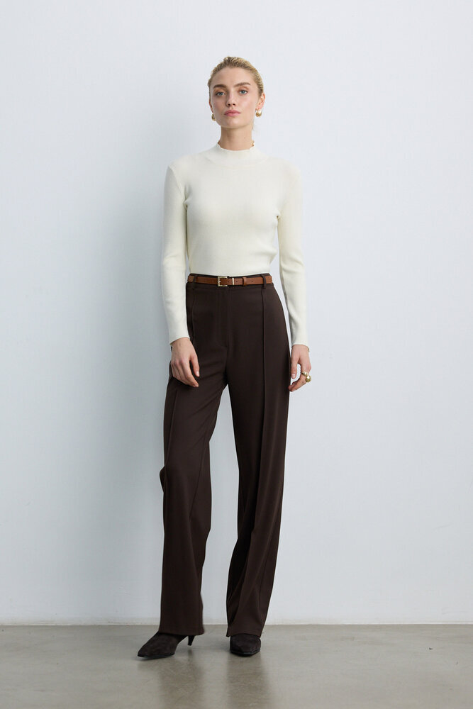 BE BLUE - KAHVERENGİ NERVÜRLÜ PALAZZO PANTOLON