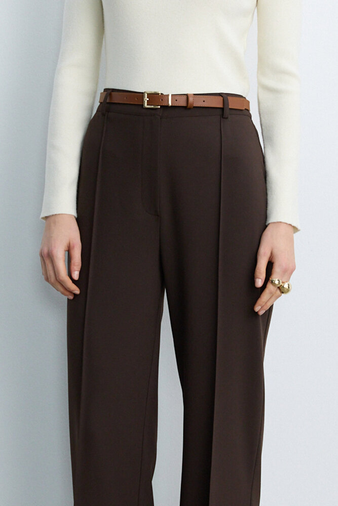 BE BLUE - KAHVERENGİ NERVÜRLÜ PALAZZO PANTOLON