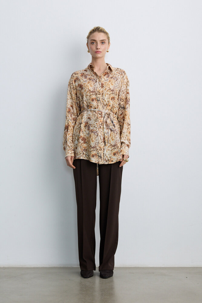 BE BLUE - KAHVERENGİ NERVÜRLÜ PALAZZO PANTOLON