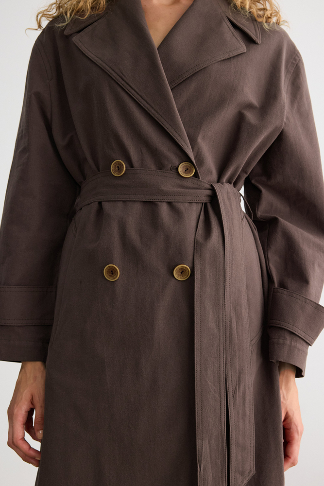 BE BLUE - KAHVERENGİ PAMUKLU TRENÇKOT