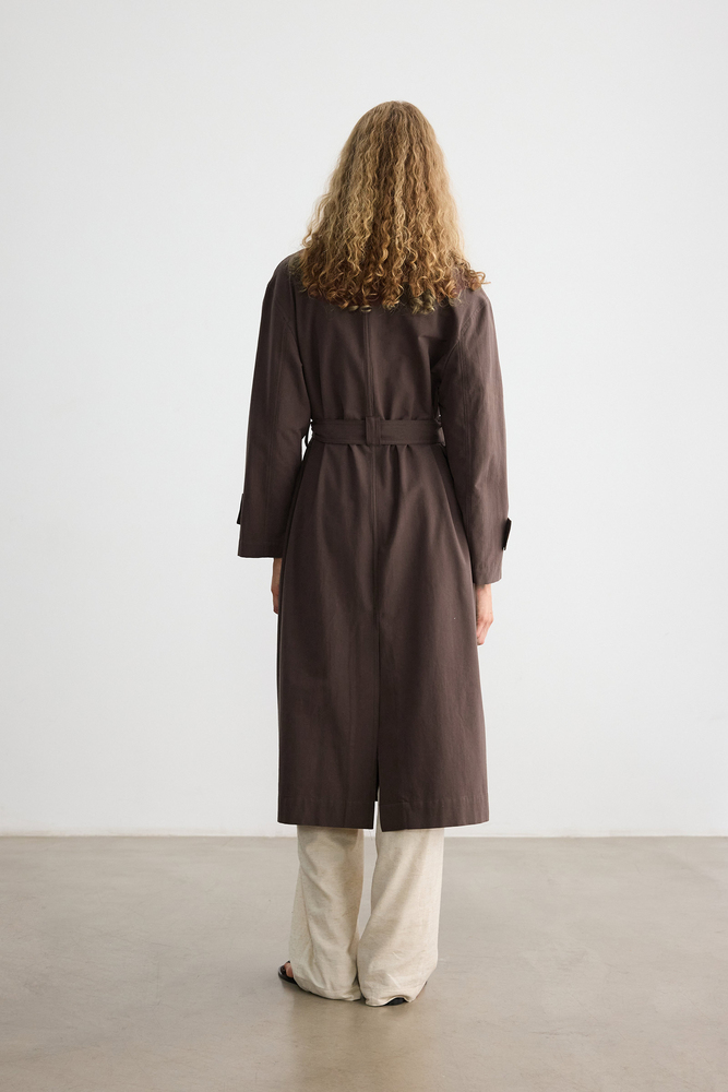 BE BLUE - KAHVERENGİ PAMUKLU TRENÇKOT