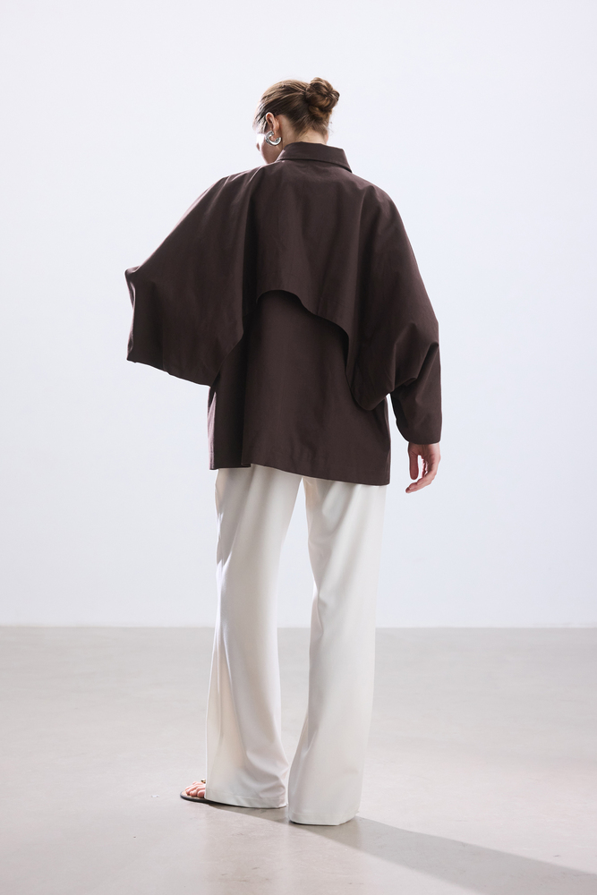 BE BLUE - KAHVERENGİ PELERİN TRENÇKOT