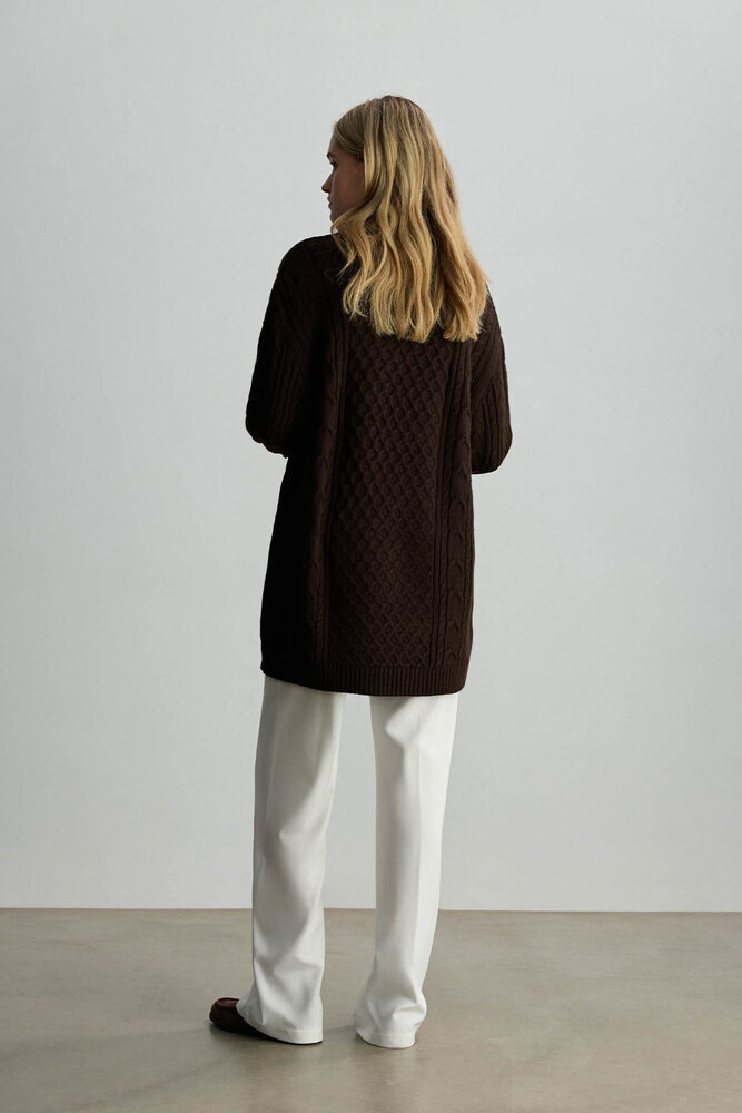 BE BLUE - KAHVERENGİ SAÇ ÖRGÜ KAZAK