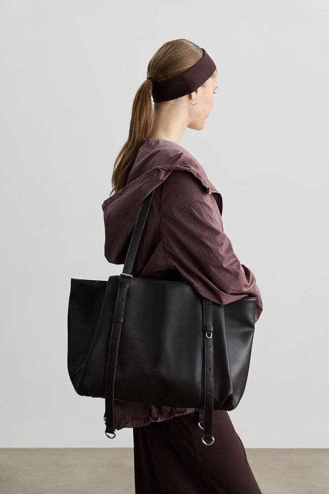 BE BLUE - KAHVERENGİ TOKALI SHOPPER DERİ ÇANTA (1)