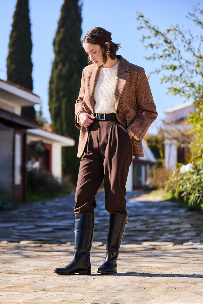 BE BLUE - KAHVERENGİ ÜTÜ İZLİ PANTOLON