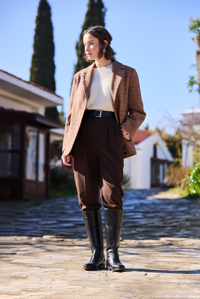 BE BLUE - KAHVERENGİ ÜTÜ İZLİ PANTOLON