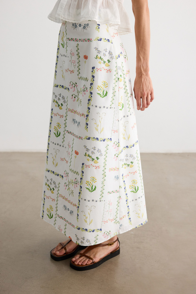 BE BLUE - KANAVİÇE DESENLİ POPLİN ETEK