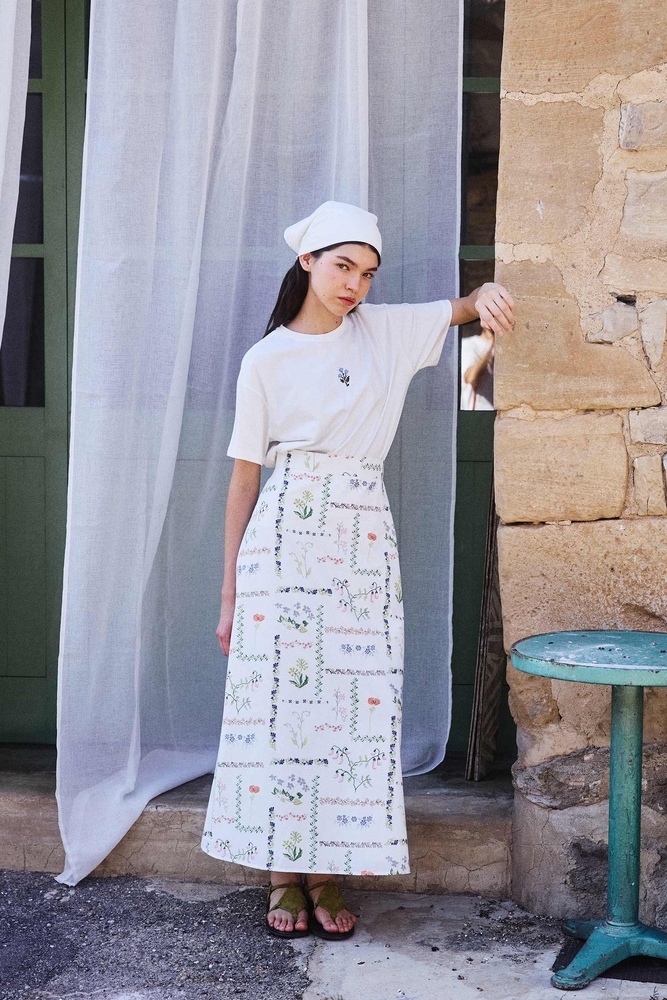 BE BLUE - KANAVİÇE DESENLİ POPLİN ETEK