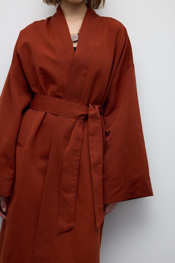 BE BLUE - KİREMİT KİMONO TRENÇKOT