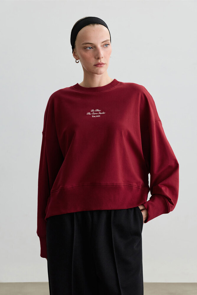 BE BLUE - KIRMIZI OVERSIZE BOXY SWEATSHIRT