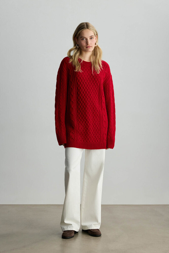 BE BLUE - KIRMIZI SAÇ ÖRGÜ KAZAK