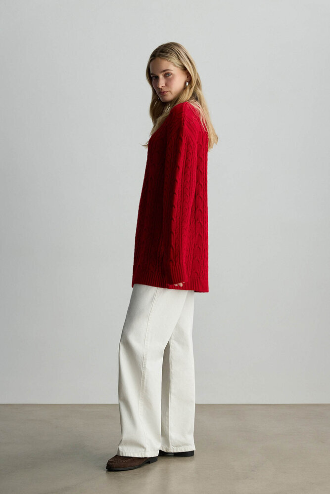 BE BLUE - KIRMIZI SAÇ ÖRGÜ KAZAK