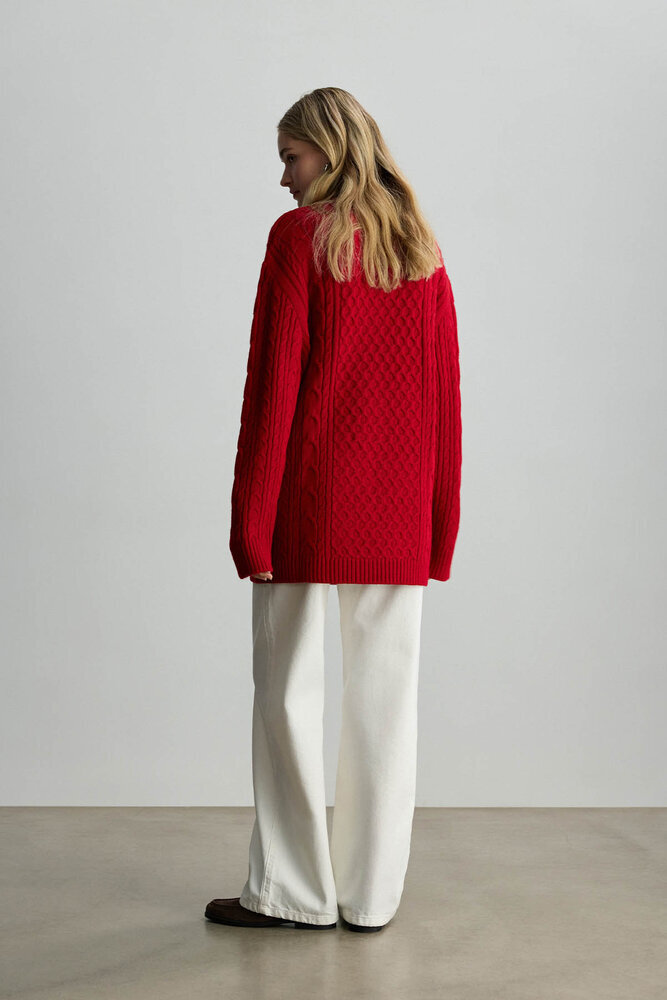 BE BLUE - KIRMIZI SAÇ ÖRGÜ KAZAK