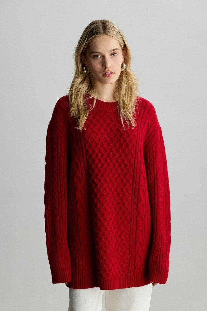 BE BLUE - KIRMIZI SAÇ ÖRGÜ KAZAK