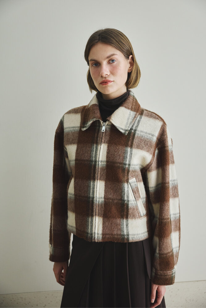 BE BLUE - KISA KAHVERENGİ EKOSE KABAN