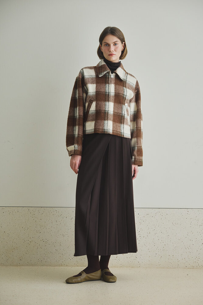 BE BLUE - KISA KAHVERENGİ EKOSE KABAN