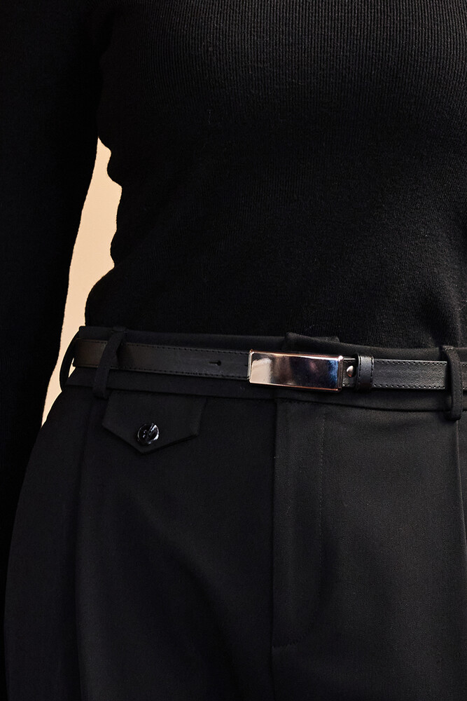 BE BLUE - KLASİK GÜMÜŞ TOKA DETAYLI KEMER