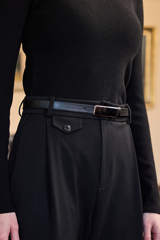 BE BLUE - KLASİK GÜMÜŞ TOKA DETAYLI KEMER