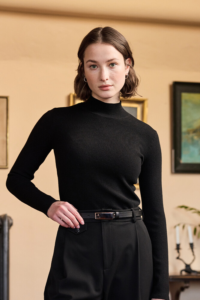 BE BLUE - KLASİK GÜMÜŞ TOKA DETAYLI KEMER