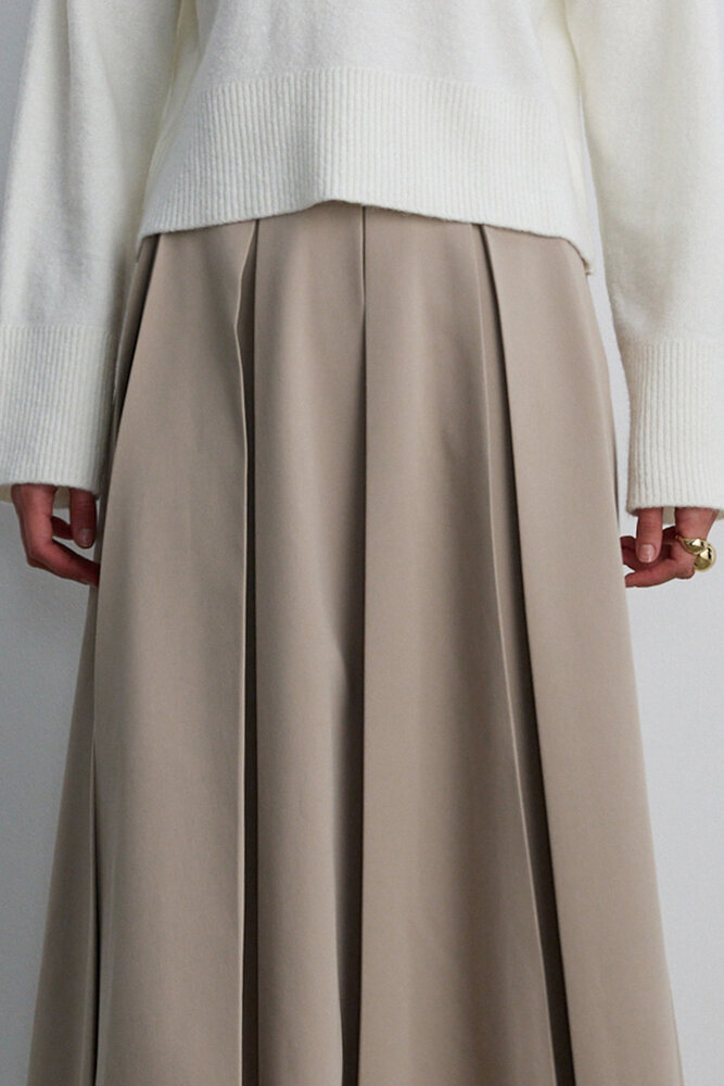 BE BLUE - KOYU BEJ PİLELİ ETEK