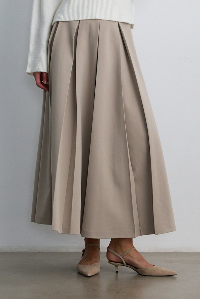 BE BLUE - KOYU BEJ PİLELİ ETEK