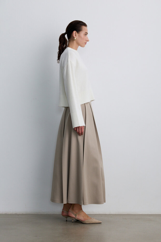 BE BLUE - KOYU BEJ PİLELİ ETEK
