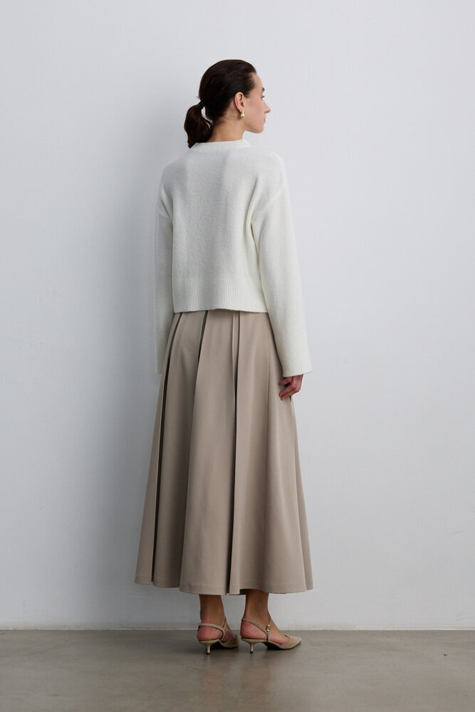 BE BLUE - KOYU BEJ PİLELİ ETEK