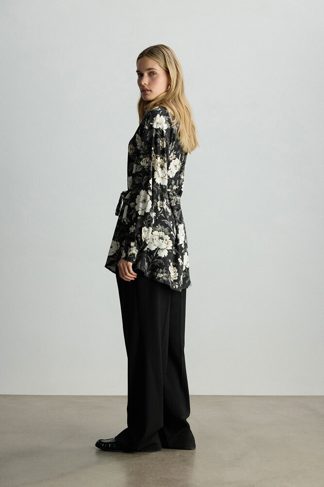 BE BLUE - KOYU ÇAĞLA FLORAL DESENLİ VINTAGE GÖMLEK