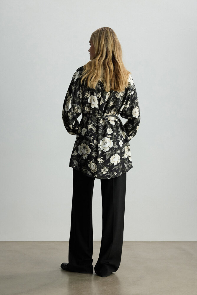 BE BLUE - KOYU ÇAĞLA FLORAL DESENLİ VINTAGE GÖMLEK