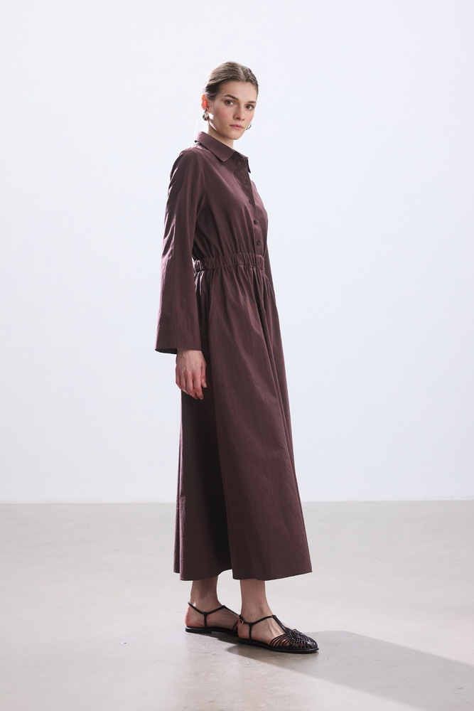 BE BLUE - KOYU GÜL KURUSU CEP DETAYLI POPLİN GÖMLEK ELBİSE