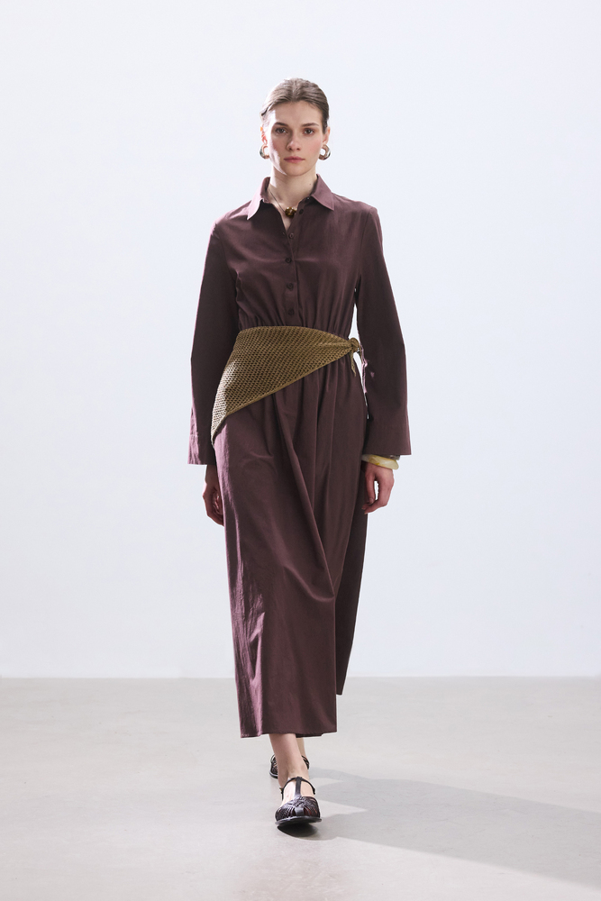 BE BLUE - KOYU GÜL KURUSU CEP DETAYLI POPLİN GÖMLEK ELBİSE