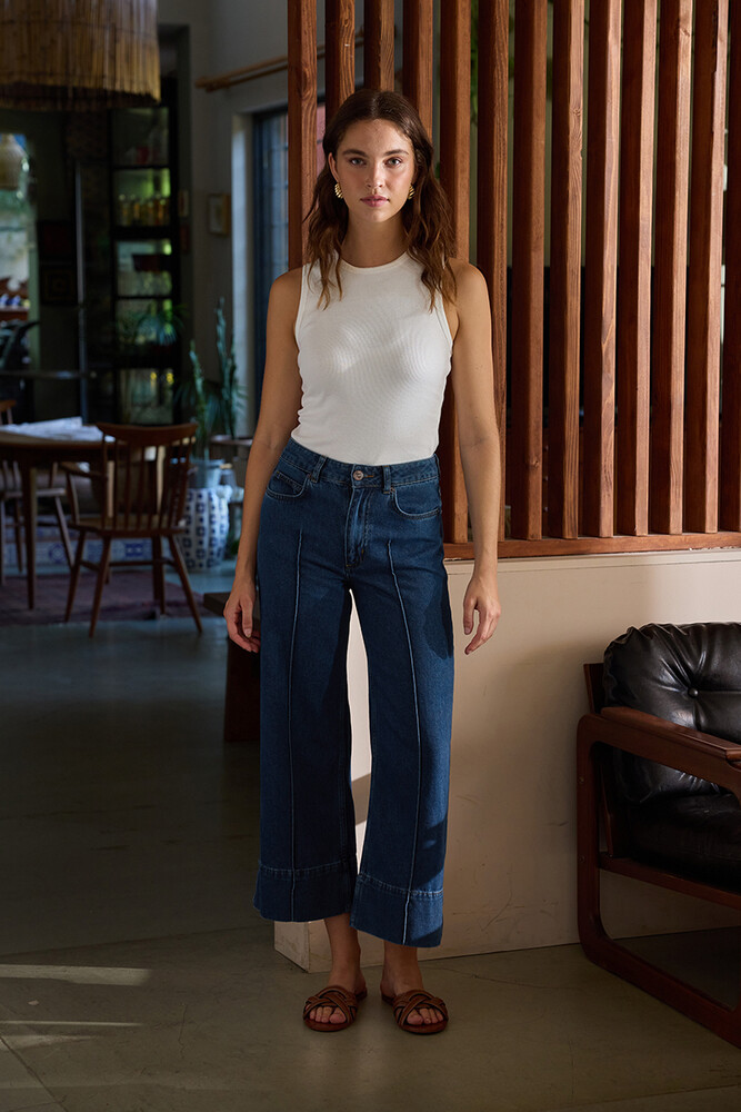 BE BLUE - KOYU MAVİ NERVÜRLÜ JEAN