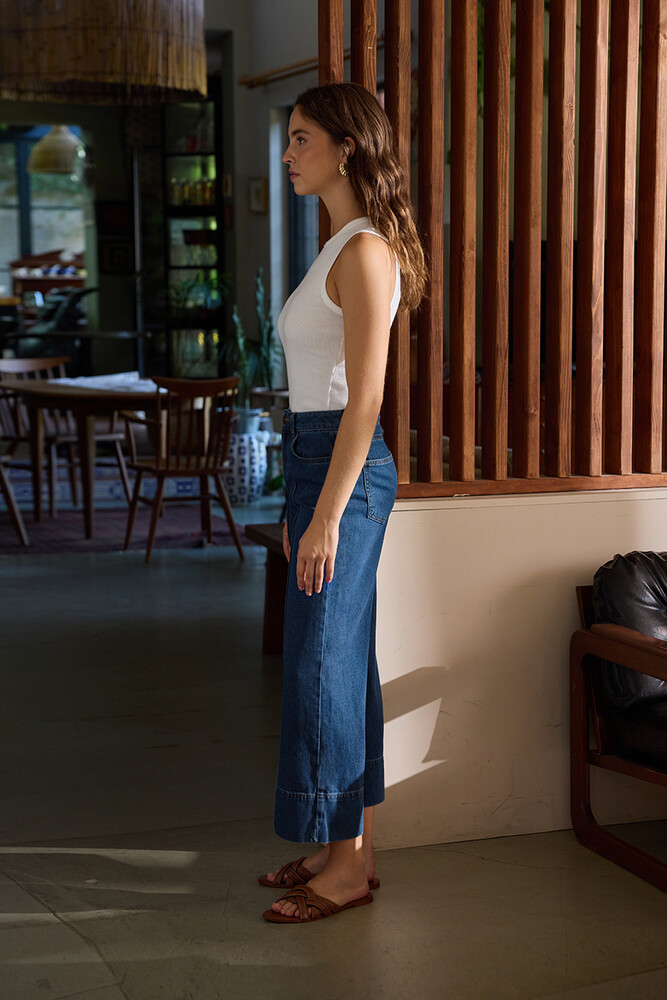 BE BLUE - KOYU MAVİ NERVÜRLÜ JEAN