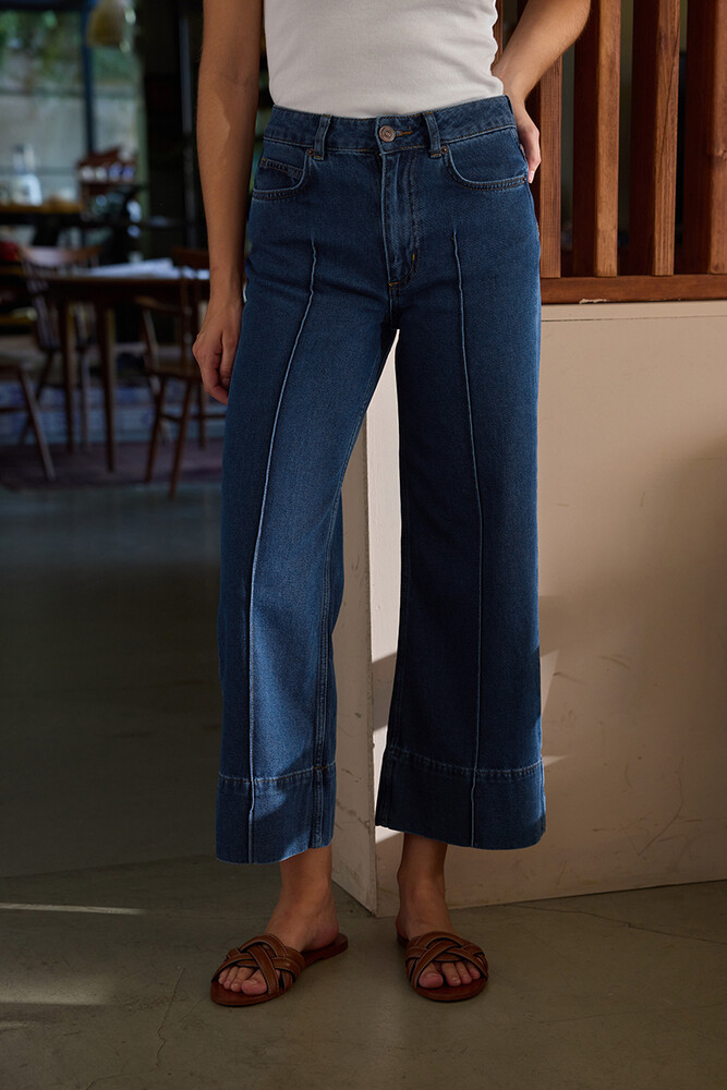 BE BLUE - KOYU MAVİ NERVÜRLÜ JEAN