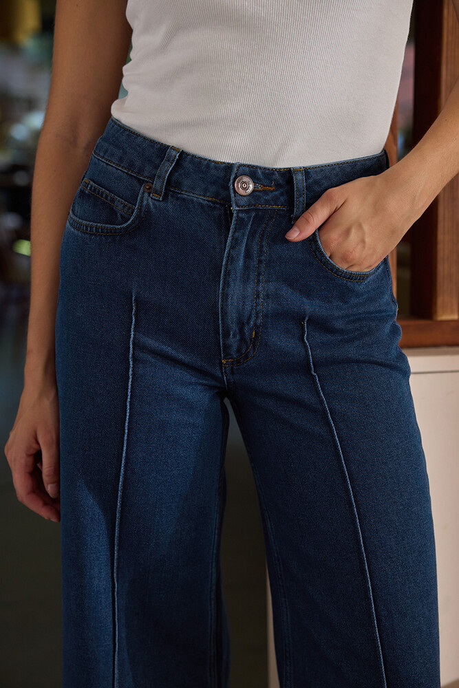 BE BLUE - KOYU MAVİ NERVÜRLÜ JEAN