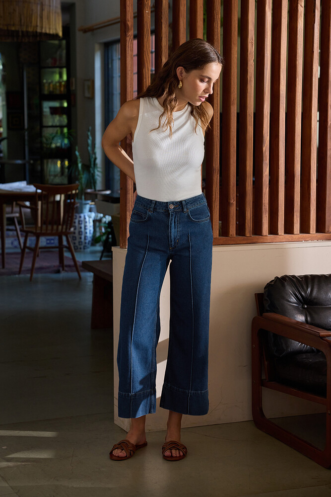 BE BLUE - KOYU MAVİ NERVÜRLÜ JEAN